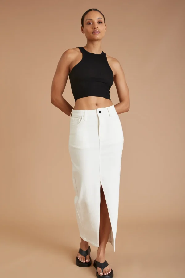 Skirts & Dresses<ALL FENIX AF Denim Skirt White