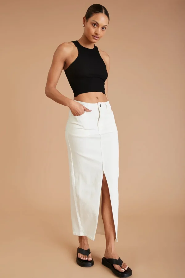 Skirts & Dresses<ALL FENIX AF Denim Skirt White