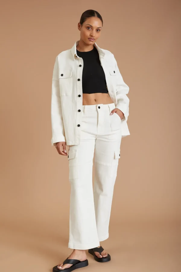 Pants<ALL FENIX AF Denim Utility Pant White