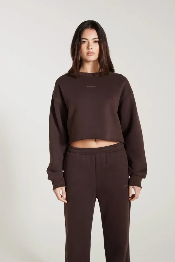 Jumpers & Hoodies<ALL FENIX Crew Crop Sweater Espresso