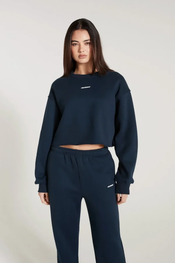 Jumpers & Hoodies<ALL FENIX Crew Crop Sweater Navy