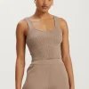 Tees & Tanks<ALL FENIX Amelia Rib Contour Tank Latte