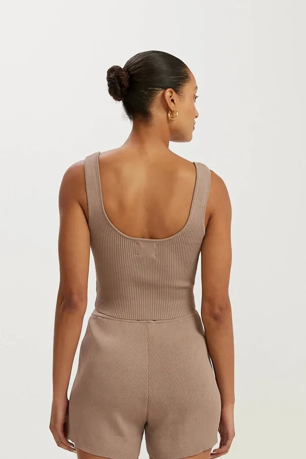 Tees & Tanks<ALL FENIX Amelia Rib Contour Tank Latte