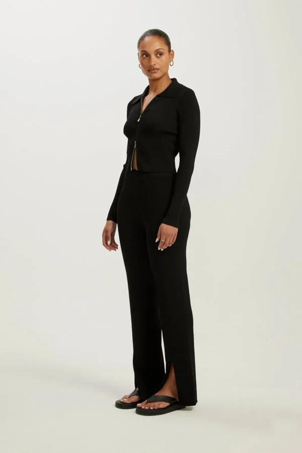 Pants | Knitwear<ALL FENIX Amelia Rib Pant Black