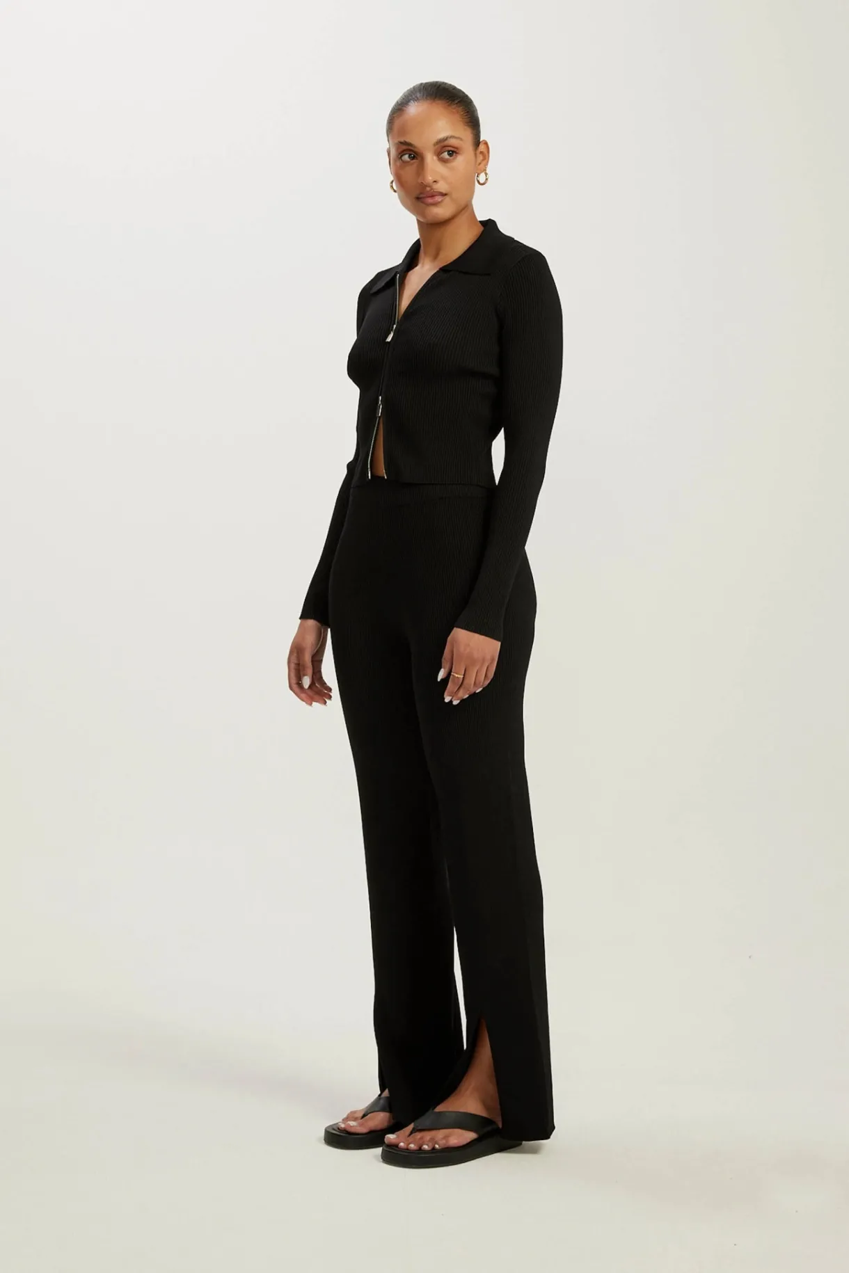 Pants | Knitwear<ALL FENIX Amelia Rib Pant Black