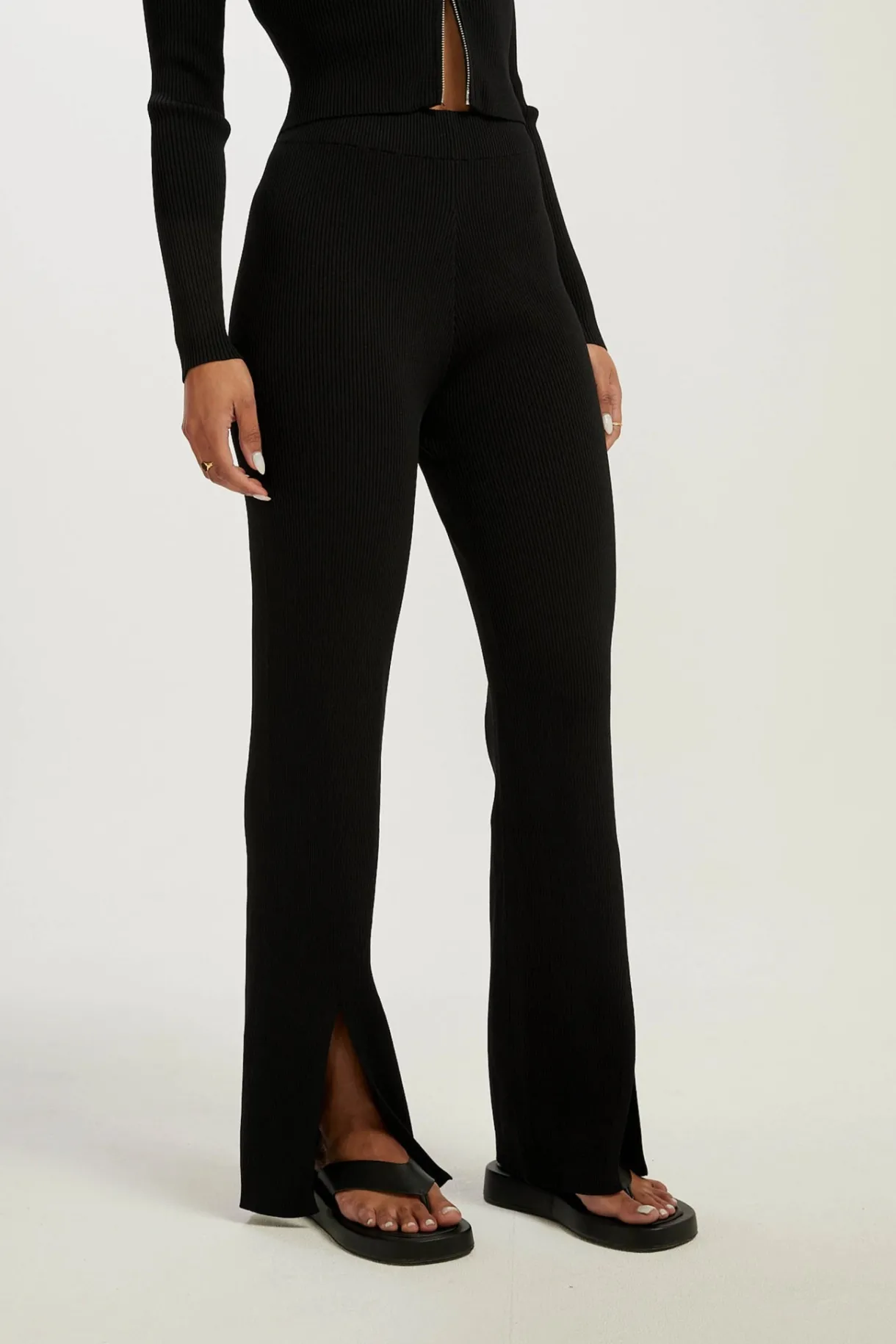 Pants | Knitwear<ALL FENIX Amelia Rib Pant Black