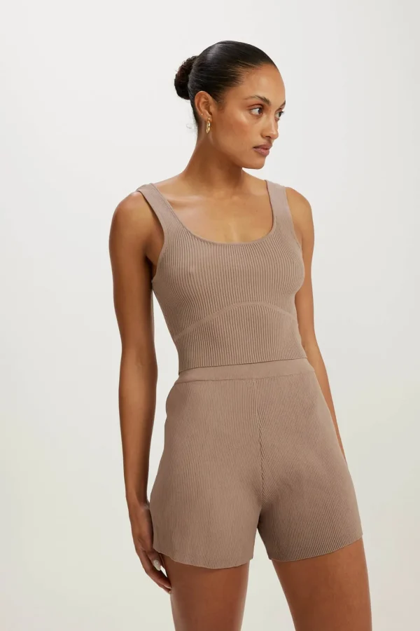 Shorts<ALL FENIX Amelia Rib Short Latte