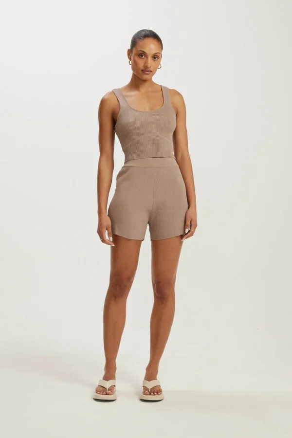 Shorts<ALL FENIX Amelia Rib Short Latte