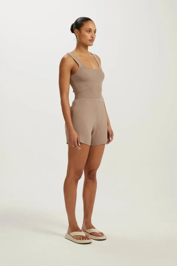 Shorts<ALL FENIX Amelia Rib Short Latte