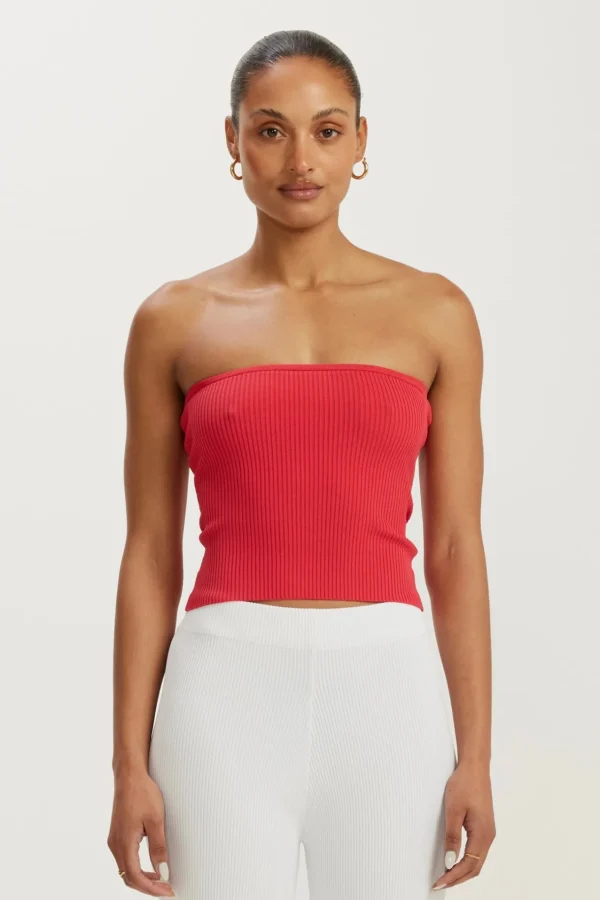 Knitwear<ALL FENIX Amelia Rib Tube Top Watermelon