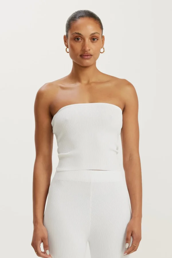 Knitwear<ALL FENIX Amelia Rib Tube Top White