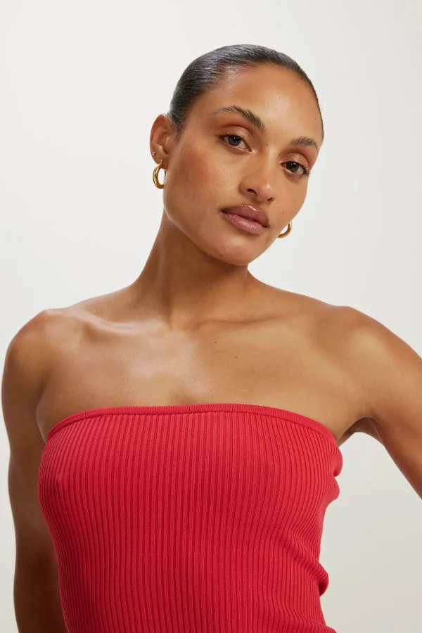 Knitwear<ALL FENIX Amelia Rib Tube Top Watermelon