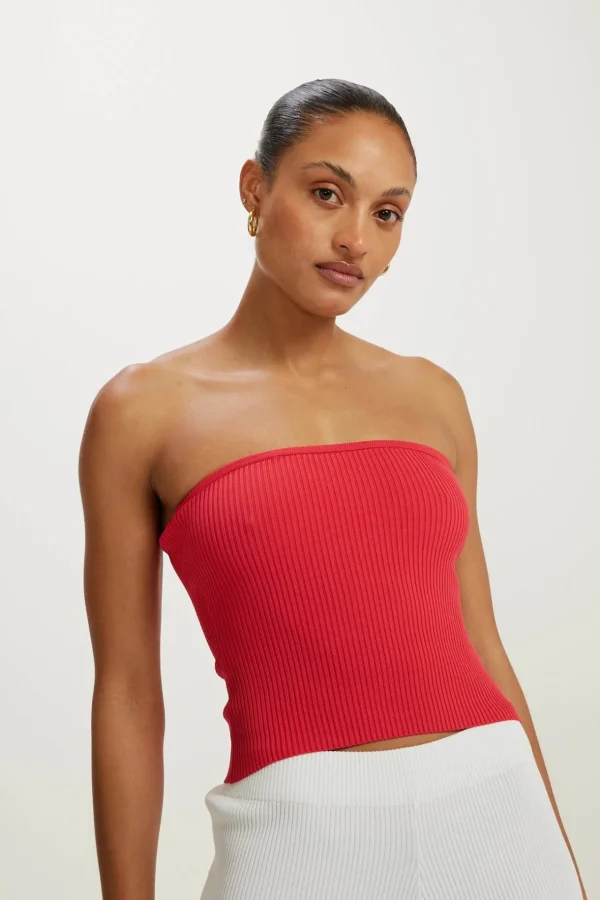 Knitwear<ALL FENIX Amelia Rib Tube Top Watermelon