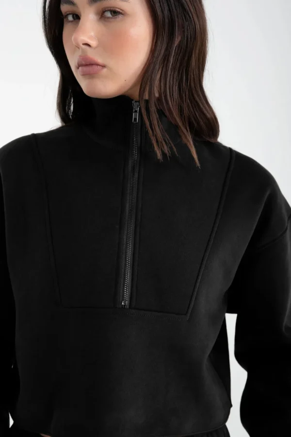 Jumpers & Hoodies<ALL FENIX Arlo 1/2 Crop Sweater (Black)