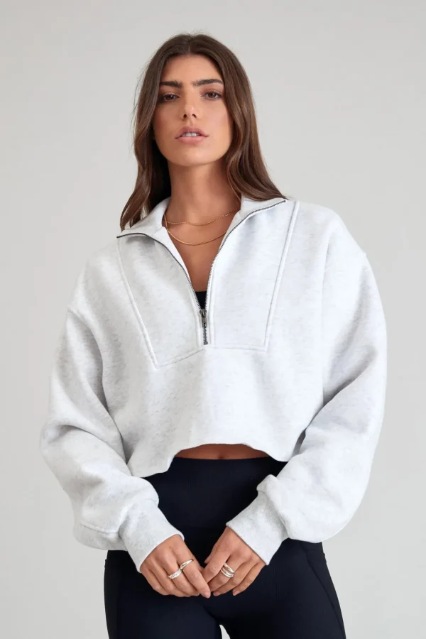 Jumpers & Hoodies<ALL FENIX Arlo Crop 1/2 Zip Sweater WhiteMarle