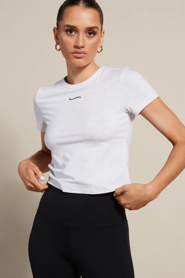 Tees & Tanks<ALL FENIX Baby Tee (White Marle) Grey