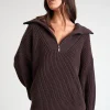 Jumpers & Hoodies<ALL FENIX Chunky 1/2 Zip Knit Espresso