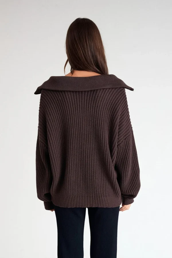 Jumpers & Hoodies<ALL FENIX Chunky 1/2 Zip Knit Espresso