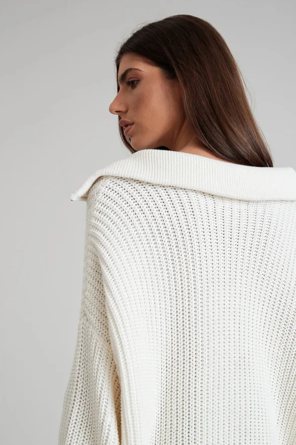 Jumpers & Hoodies<ALL FENIX Chunky 1/2 Zip Knit White