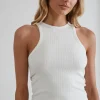 Tees & Tanks<ALL FENIX Daisy High Neck Tank White