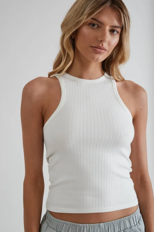 Tees & Tanks<ALL FENIX Daisy High Neck Tank White