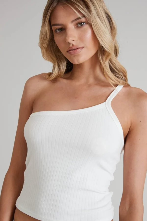 Tees & Tanks<ALL FENIX Daisy One-Shoulder Tank White