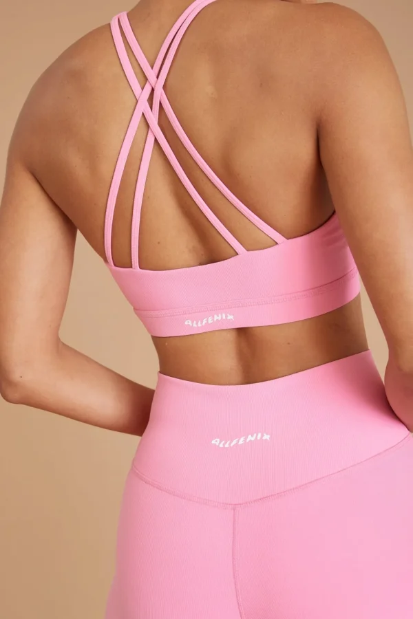 Sports Bras<ALL FENIX EcoRib Cross Back Sports Bra Pink