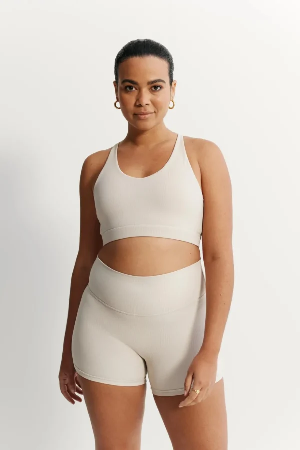Sports Bras<ALL FENIX EcoRib Cross Back Sports Bra Stone