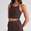 Tees & Tanks | Sports Bras<ALL FENIX EcoRib Strap Racer Crop Espresso