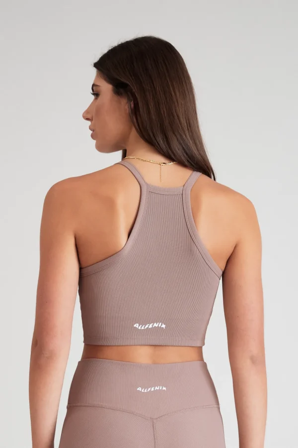 Tees & Tanks | Sports Bras<ALL FENIX EcoRib Strap Racer Crop Latte