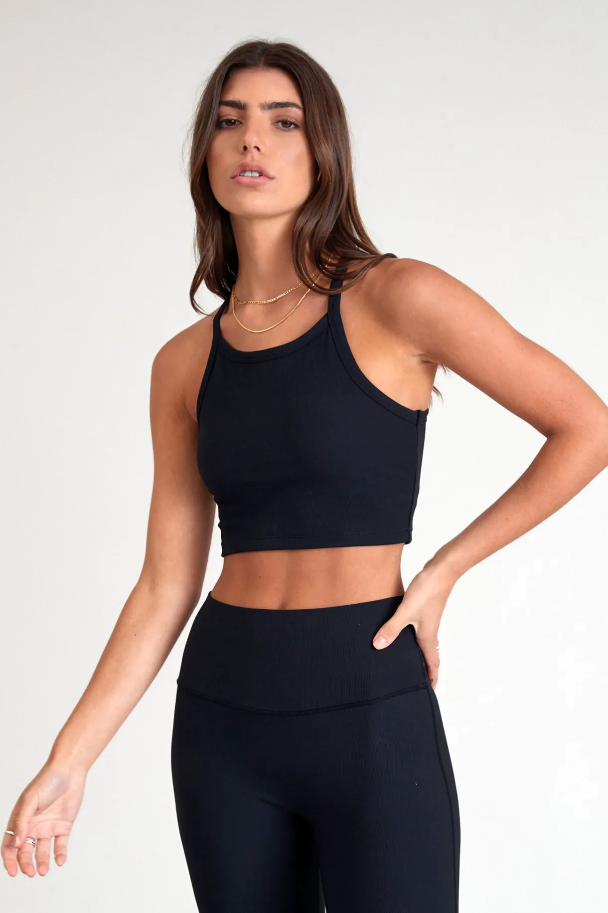 Tees & Tanks | Sports Bras<ALL FENIX EcoRib Strap Racer Crop Black
