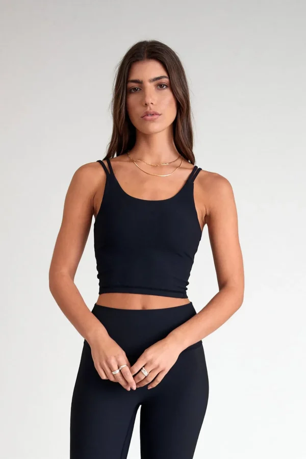 Tees & Tanks | Sports Bras<ALL FENIX EcoRib Strappy Crop Black