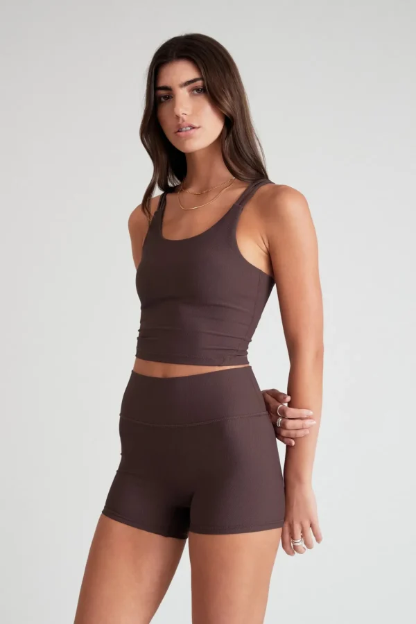 Tees & Tanks | Sports Bras<ALL FENIX EcoRib Strappy Crop Espresso