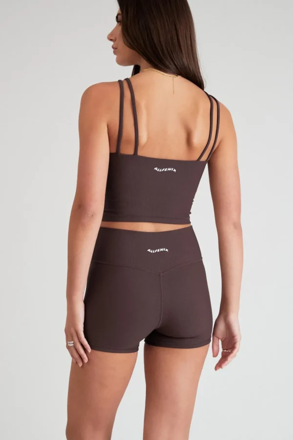 Tees & Tanks | Sports Bras<ALL FENIX EcoRib Strappy Crop Espresso