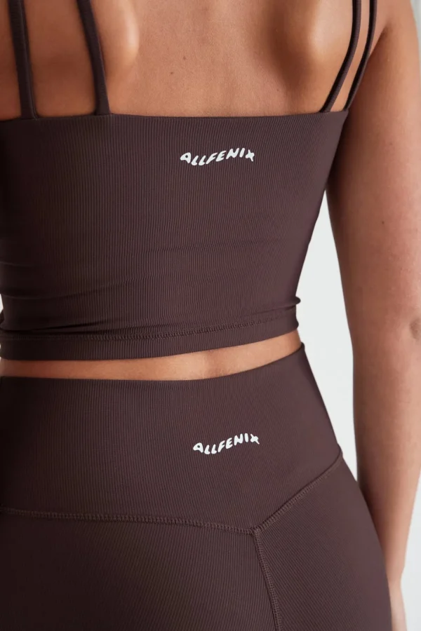 Tees & Tanks | Sports Bras<ALL FENIX EcoRib Strappy Crop Espresso
