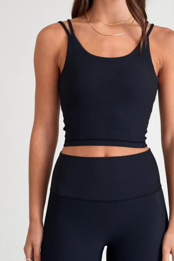 Tees & Tanks | Sports Bras<ALL FENIX EcoRib Strappy Crop Black