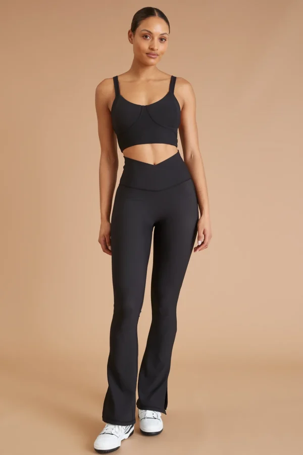 Flares | 7/8 Leggings<ALL FENIX EcoRib V-Waist Split Flare Black
