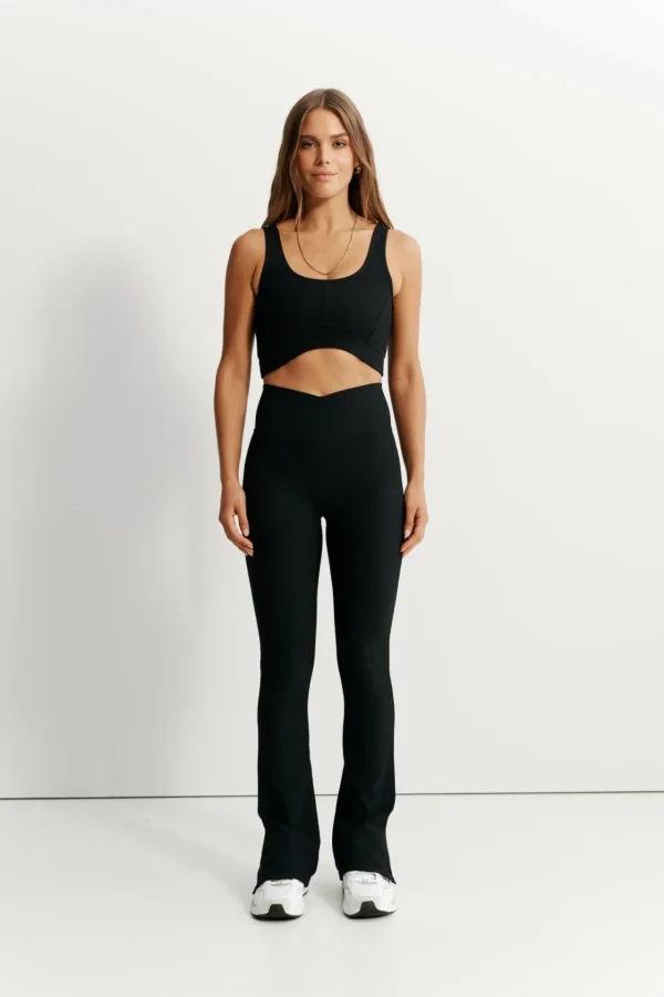 Flares | 7/8 Leggings<ALL FENIX EcoRib V-Waist Split Flare Black