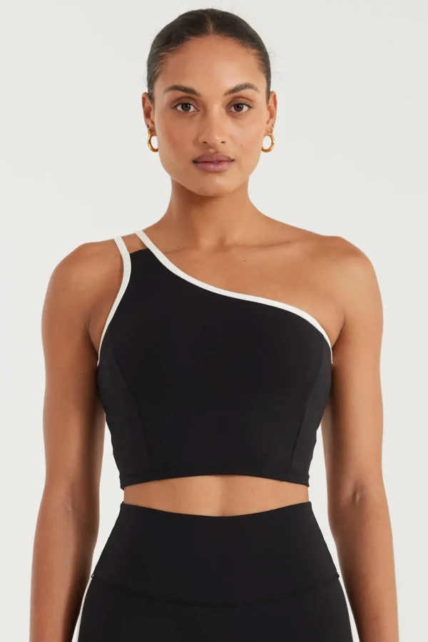 Tees & Tanks<ALL FENIX EcoSculpt Contrast One Shoulder Tank Black