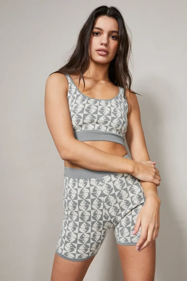 Knitwear | Sports Bras<ALL FENIX Jacquard Crop Top Charcoal