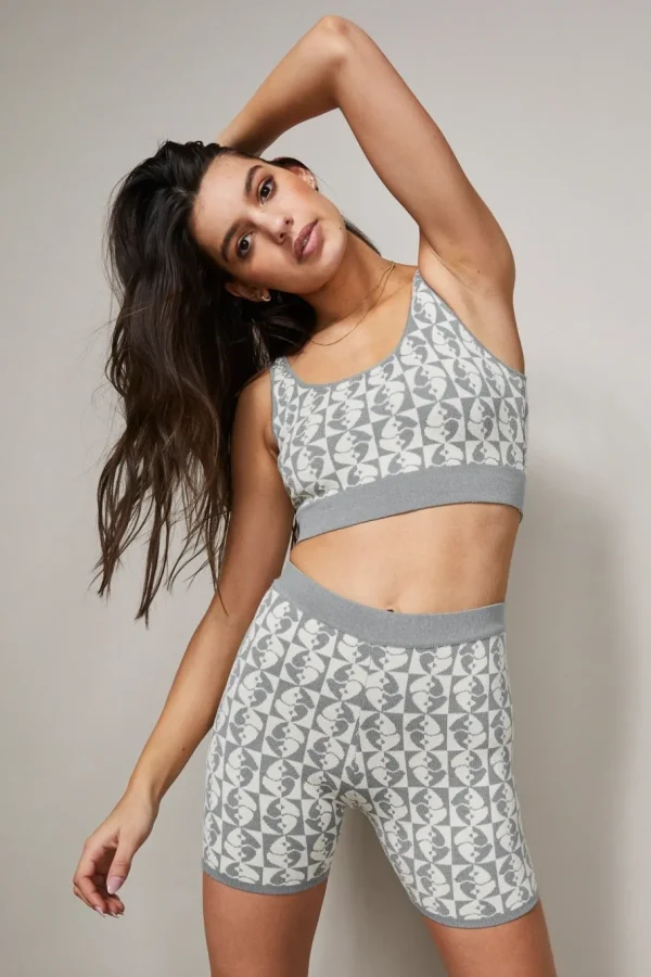 Knitwear | Sports Bras<ALL FENIX Jacquard Crop Top Charcoal