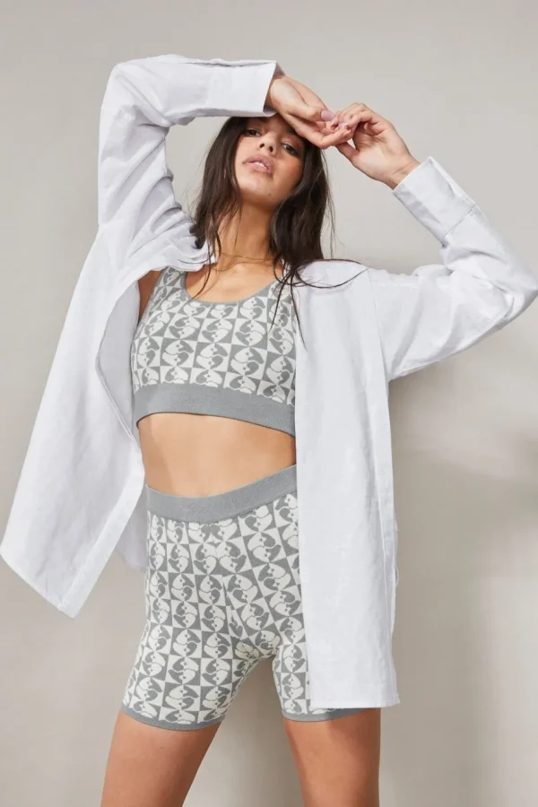 Knitwear | Sports Bras<ALL FENIX Jacquard Crop Top Charcoal
