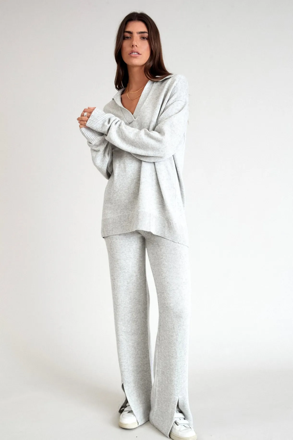 Pants | Knitwear<ALL FENIX Lily Front Split Pant WhiteMarle