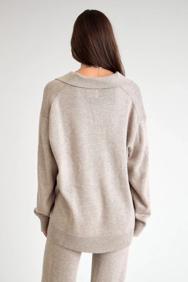 Knitwear | Jumpers & Hoodies<ALL FENIX Lily Long Sleeve Polo Oatmeal