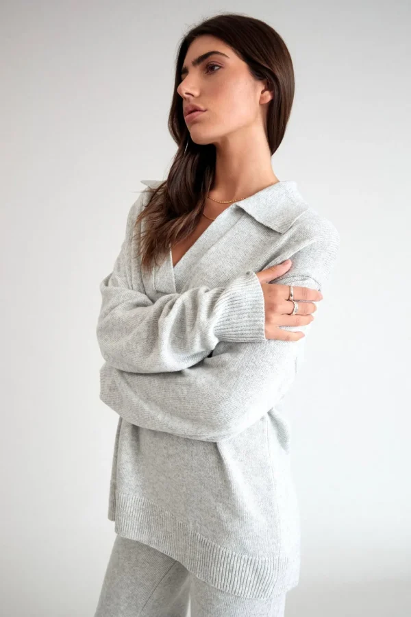 Jumpers & Hoodies | Knitwear<ALL FENIX Lily Long Sleeve Polo WhiteMarle