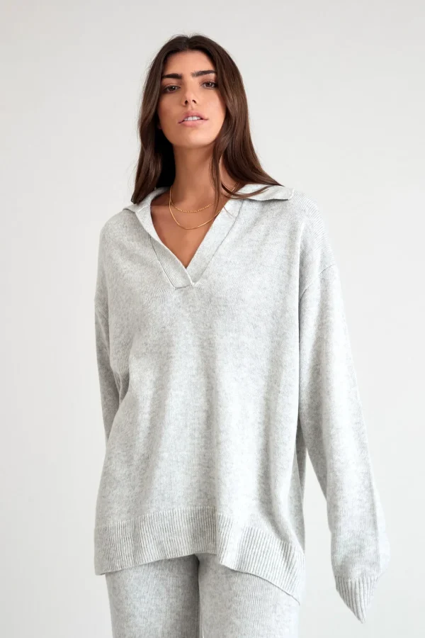 Jumpers & Hoodies | Knitwear<ALL FENIX Lily Long Sleeve Polo WhiteMarle