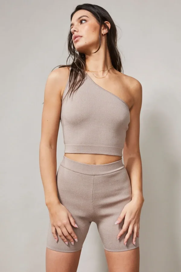 Knitwear | Sports Bras<ALL FENIX Milano One Shoulder Top Brown