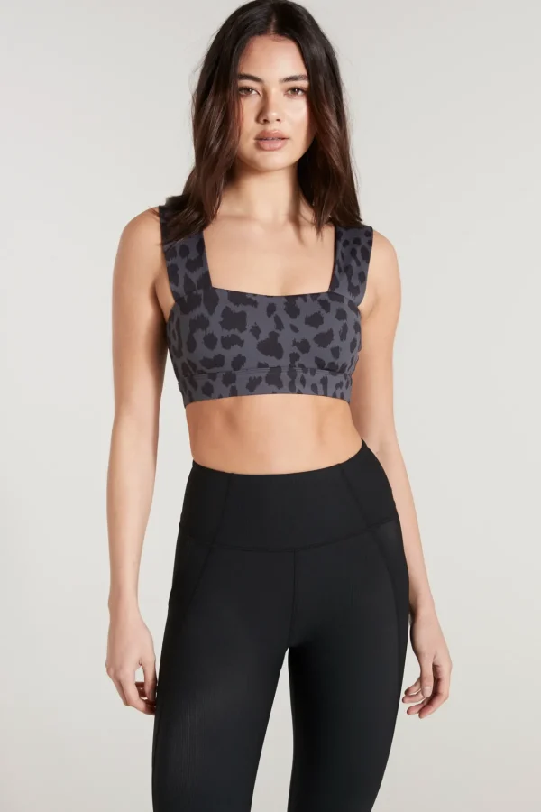 Sports Bras<ALL FENIX Oversized Cheetah Sports Bra Charcoal