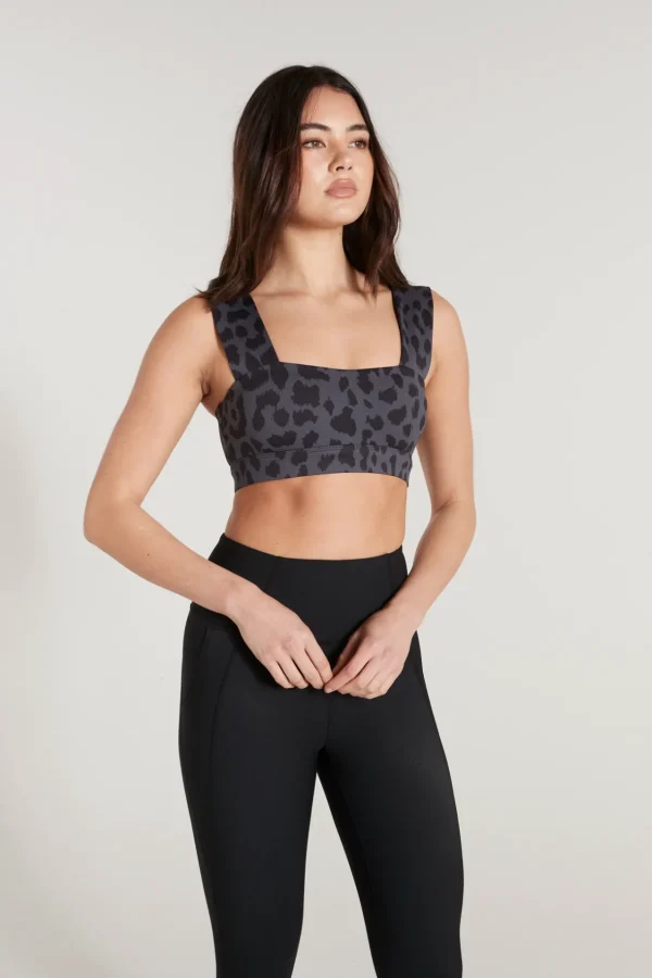 Sports Bras<ALL FENIX Oversized Cheetah Sports Bra Charcoal