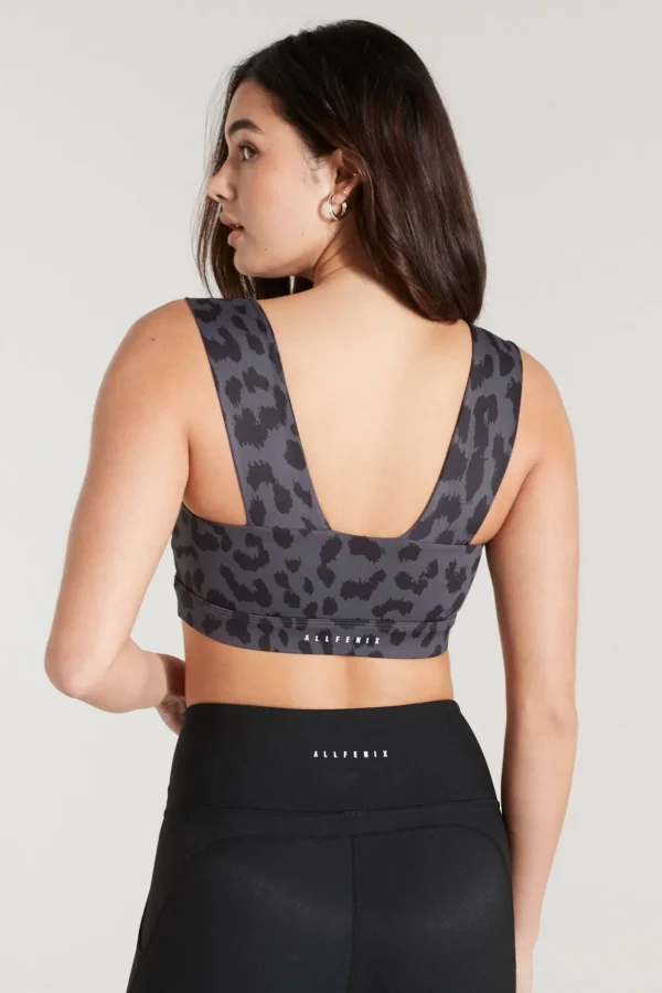 Sports Bras<ALL FENIX Oversized Cheetah Sports Bra Charcoal